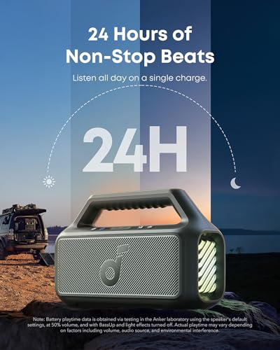 soundcore Boom 2 By Anker, Outdoor Speaker, 80W, Subwoofer, BassUp 2.0, 24H Playtime, IPX7 Waterproof, Floatable, RGB Lights, USB-C, Custom EQ