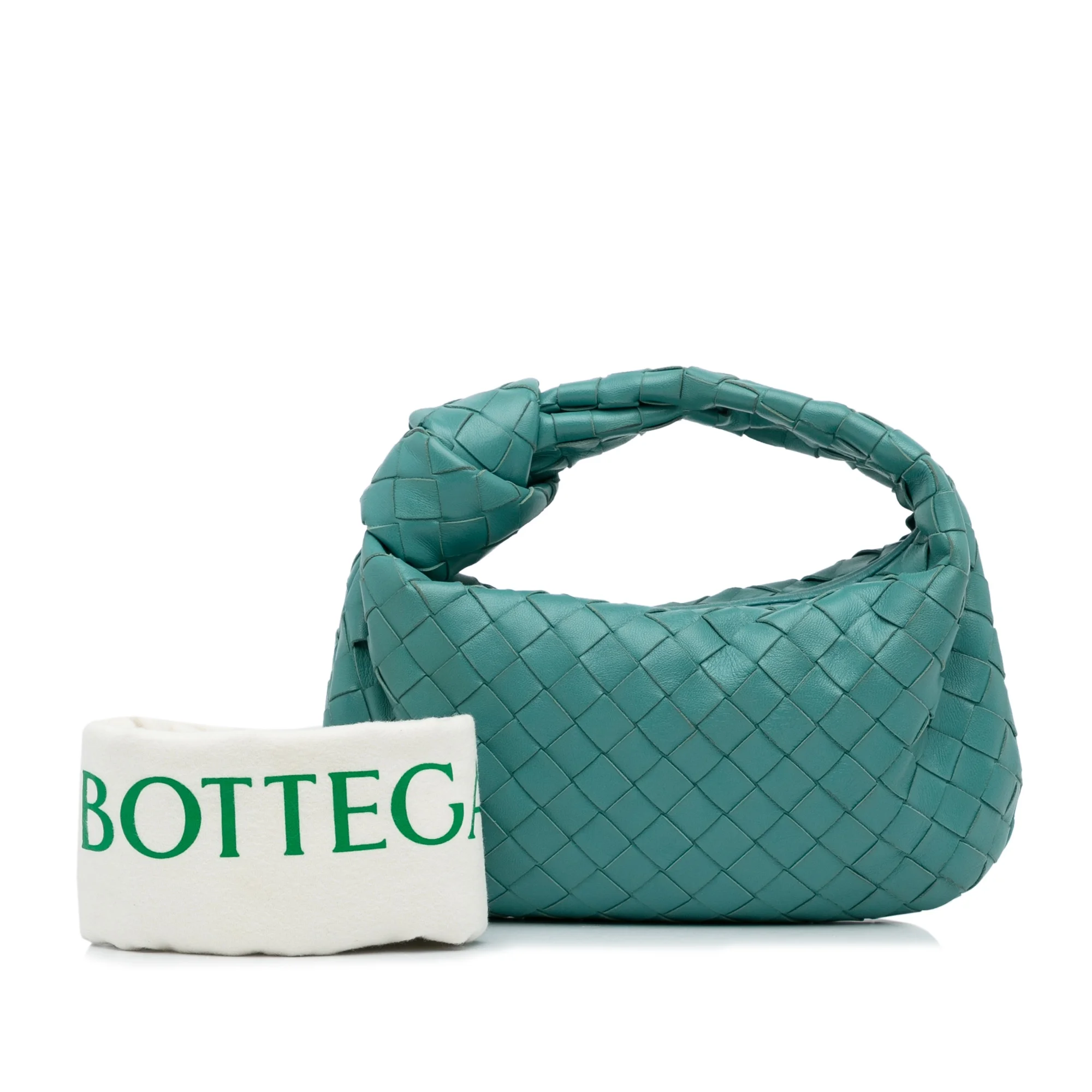 Pre-Owned Authenticated Bottega Veneta Mini Intrecciato Jodie Calf Leather Blue Handbag Top HandleBag Unisex (Good)