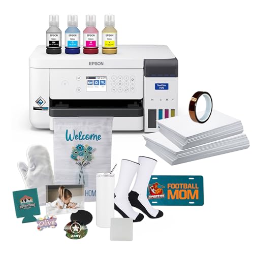 Epson SureColor F170 Dye-Sublimation Printer. Includes Full Set of Ink, User Guide, AC Power Cable, Sublimation Starter Kit, Thermal Tape