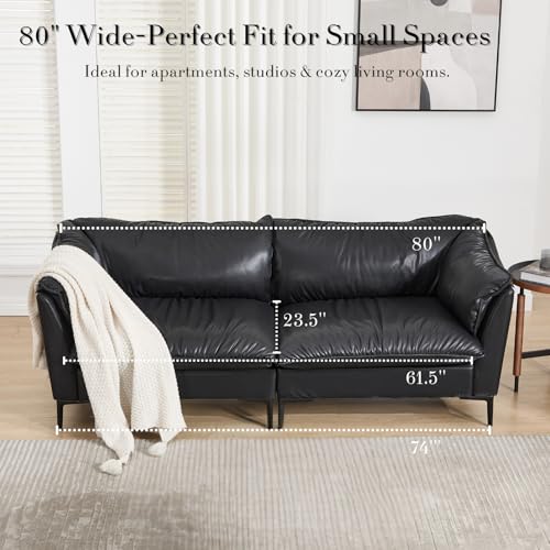 CIMOTA 80'' Faux Leather Loveseat Sofa for Living Room, Modern 2 Seater Small Cloud Couch for Bedroom/Small Space/Apartment