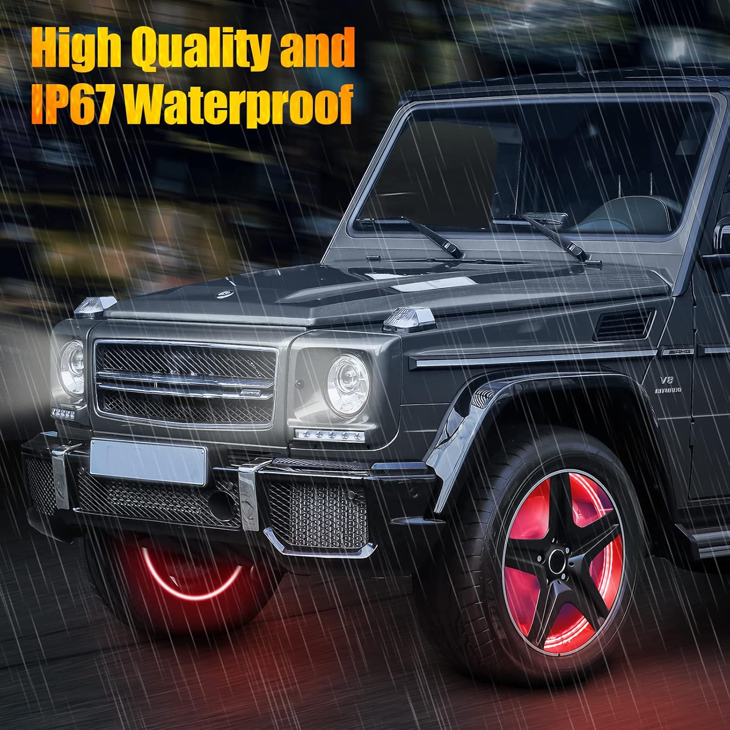 Funomo LED Wheel Lights for Truck / Car / ATV / UTV, Tires Lights with Color Chasing, DIY Color and Dynamics, Adjustable Brightness, IP67 Waterproof