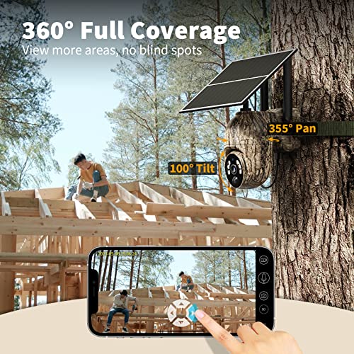 Cellular Trail Camera 3rd Generation 4G LTE with Solar Panel, Live Video Game Camera Include SIM Card with 360° Pan Tilt, Motion Activated