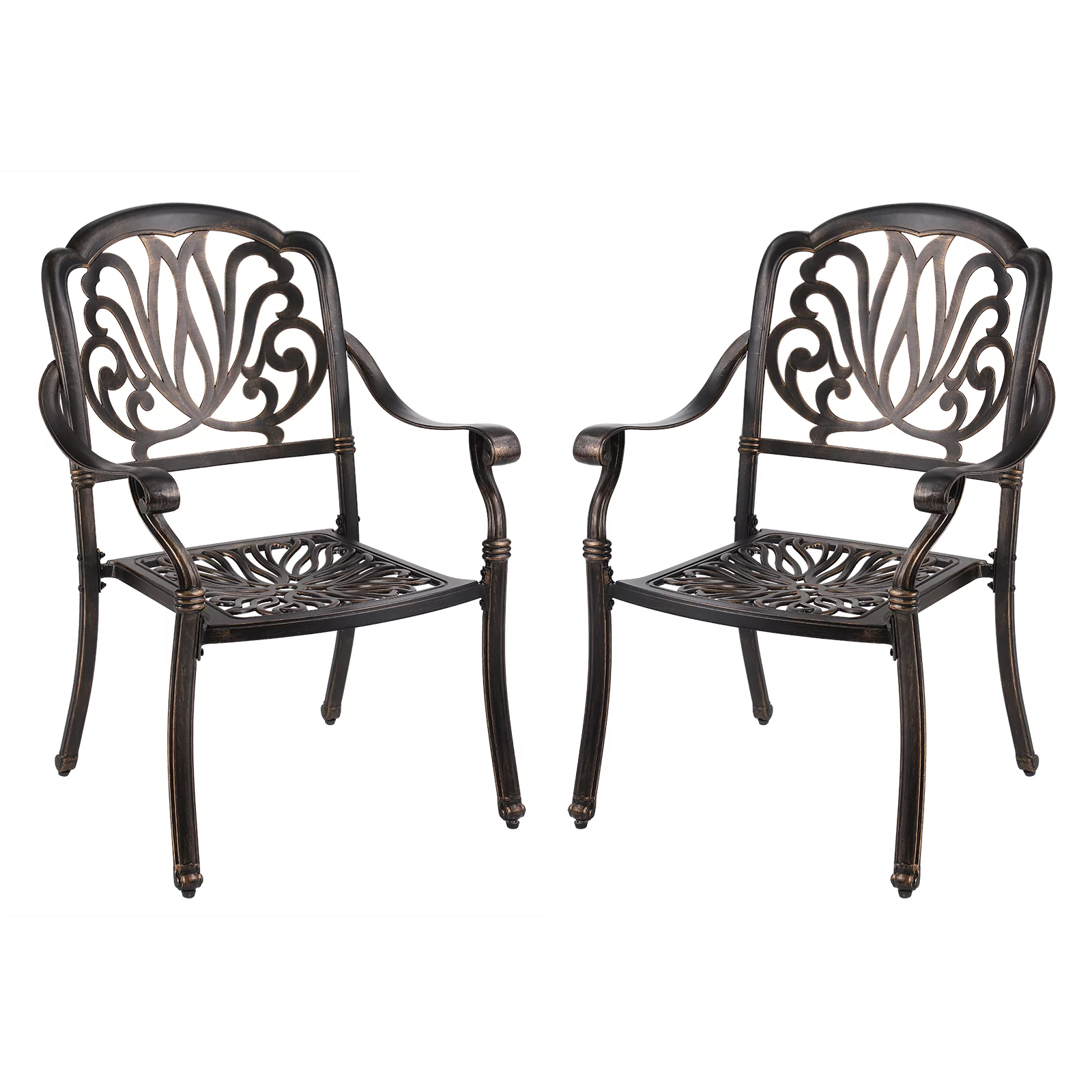 Magic Union 5-Piece Outdoor All-Weather Cast Aluminum Furniture Dining Set, Conversation Set with Umbrella Hole for Patio Garden Deck