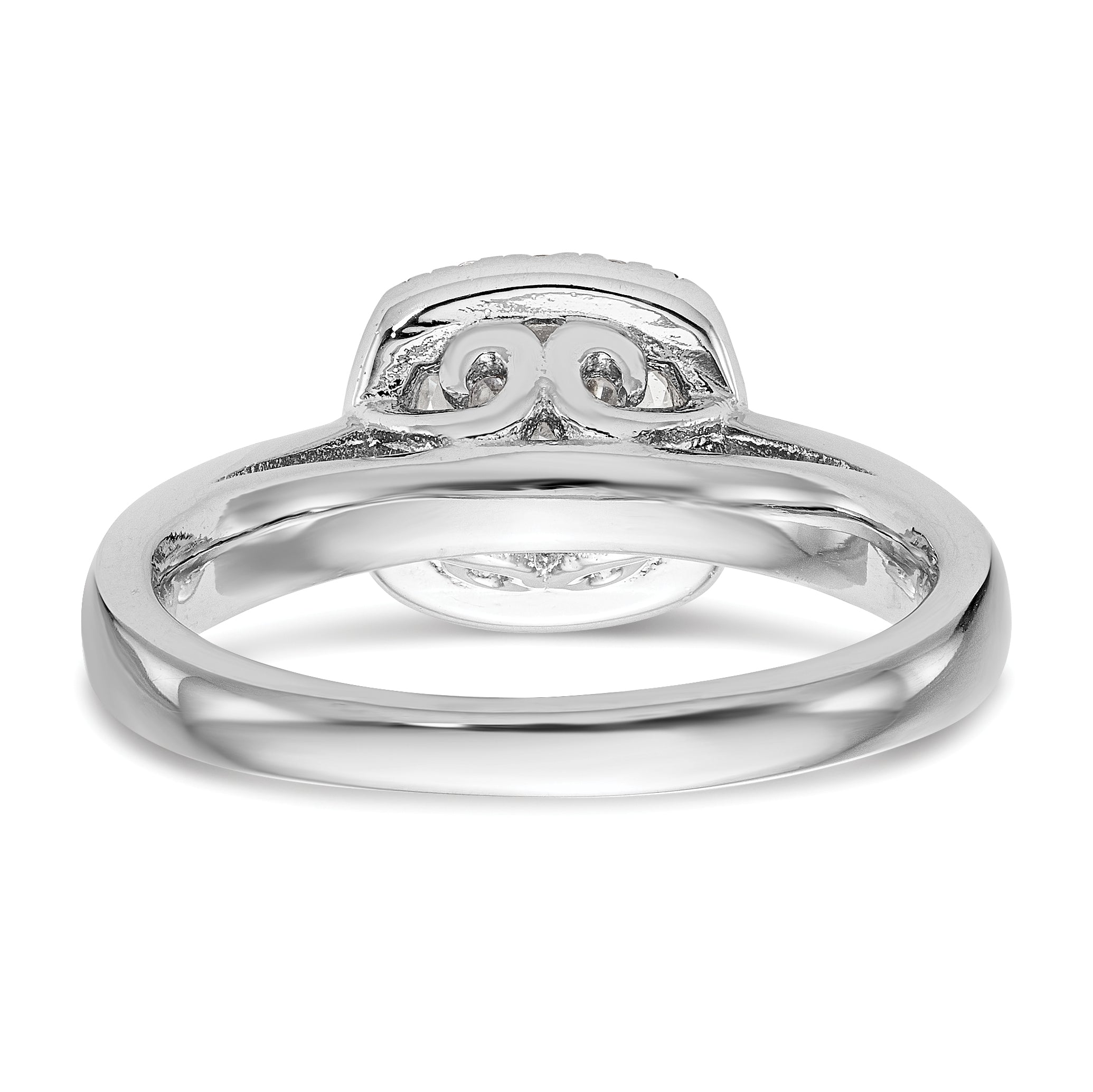 0.75ct. CZ Solid Real 14K White Gold Round Halo Engagement Ring
