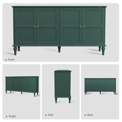 ARTPOWER Sideboard Buffet Cabinet with Storage, 58'' Mid-Century Modern Storage Cabinet with 4 Doors and Adjustable Shelves