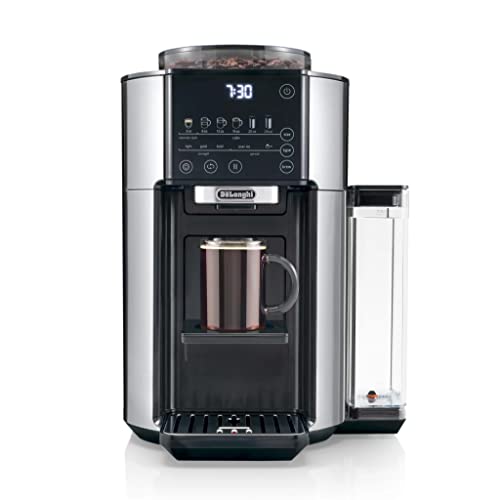 De'Longhi TrueBrew Drip Coffee Maker, Built in Grinder, Single Serve, 8 oz to 24 oz with 40 oz Carafe, Hot or Iced Coffee, Stainless,CAM51035M