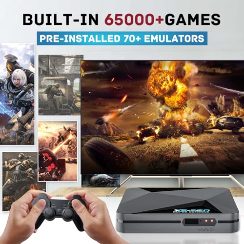 Kinhank Retro Game Console Super Console X2 Pro Built-in 65000+ Games, Video Game Console Android 9.0/CoreE/Emuelec 4.6 3 System In One, S905X2 Chip