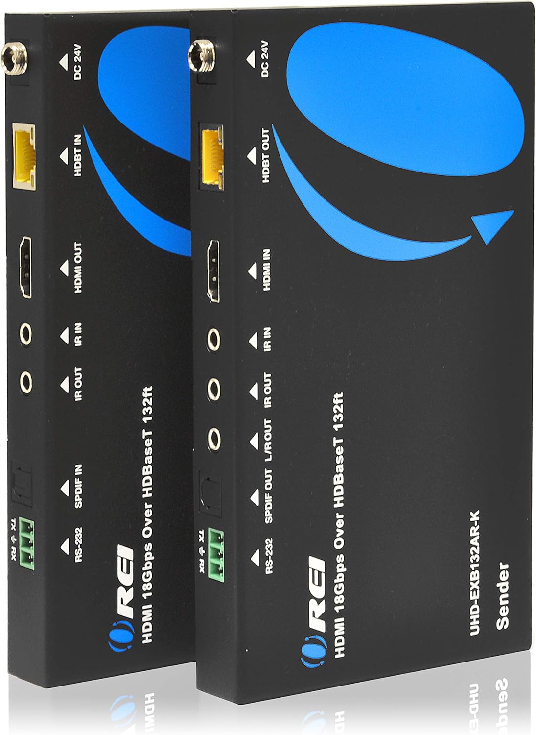 4K HDMI Extender Balun by OREI - HDBaseT UltraHD 4K @ 60Hz 4:4:4 Over Single CAT5e/6/7 Cable with HDR, ARC, CEC & IR Support, RS-232
