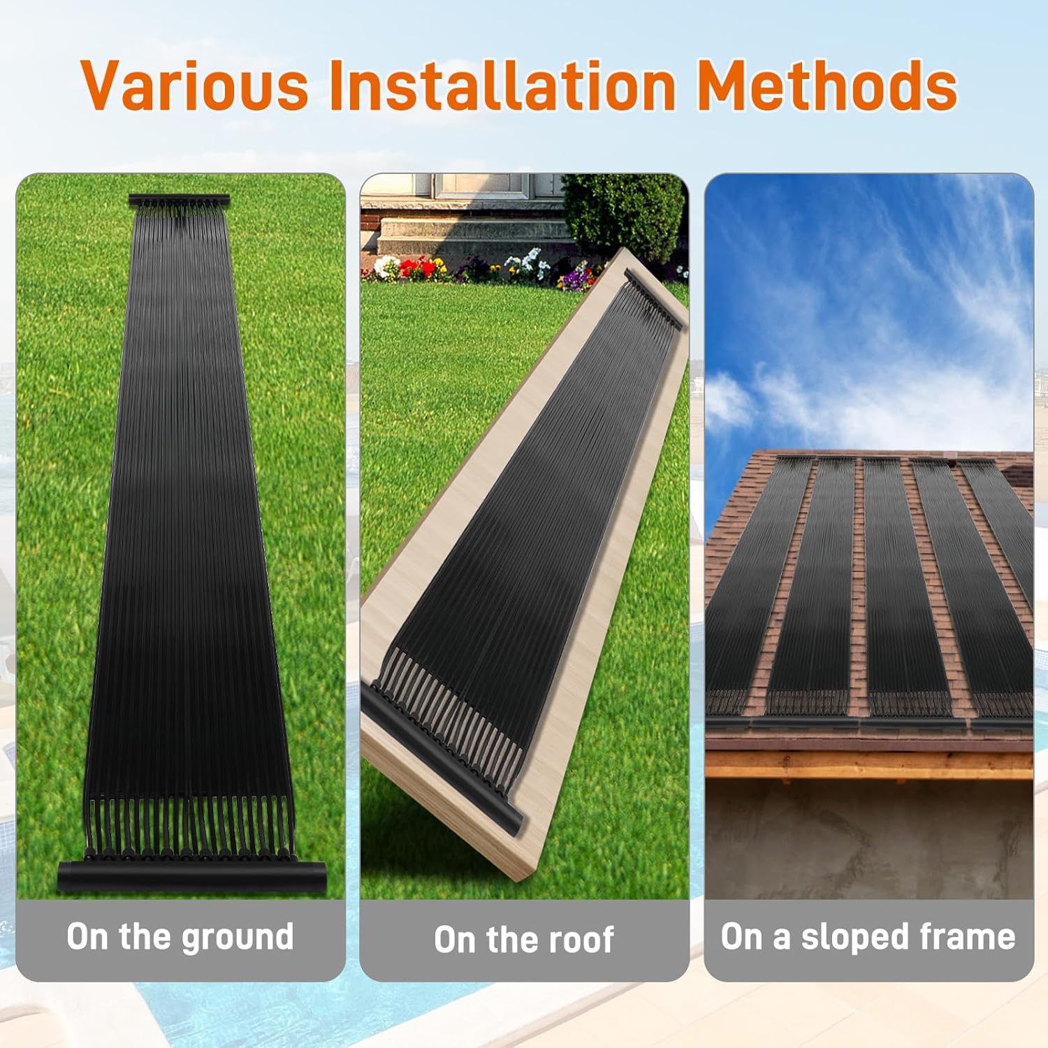 VINGLI Solar Pool Heater Panel 2FT x 20FT above Ground Pool Inground Pools, Swimming Pool Heating System, Weatherproof Pool Warmer (2FT x 20FT)