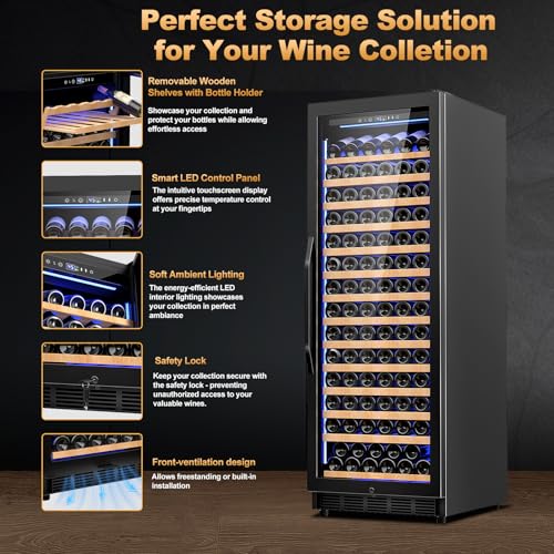 Cigar Electric Humidor, 35L 250 Counts Large Capacity Thermostatic Electric Cigar Cooler Cabinet with Digital LED Screen, Safety Lock