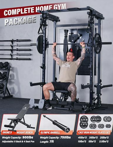 Major Fitness Drone3 Smith△ Machine – All-in-One Home Gym Squat Rack with Weight Bar
