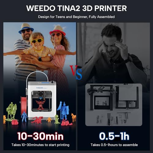 TINA2S 3D Printer with WiFi Printing, WEEDO Mini 3D Printers for Kids and Beginners, Auto Leveling and Fully Assembled FDM 3D Printer