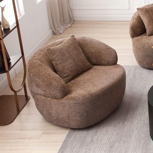 Swivel Sofa Chair for Living Room, Lazy Boy Chair, Round Barrel Chair, Comfy Club Chairs