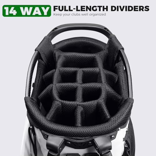 Findway 14 Way Golf Stand Bag, Lightweight Golf Bag with Stand for Men Women, Golf Club Carry Bag with Dual Strap, Full Length Dividers