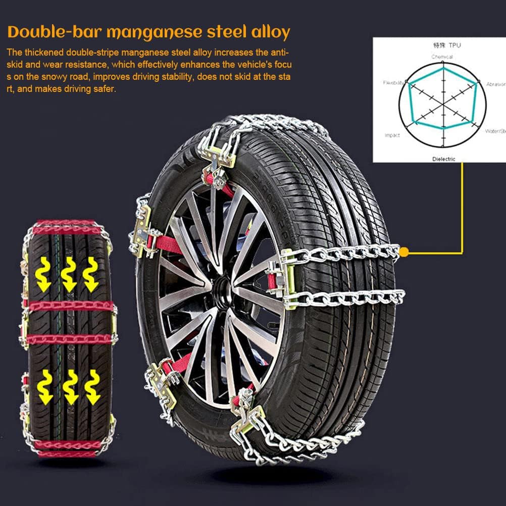 Enfudid Snow Chains for Car, Universal Anti Slip Snow Chains for SUV, Trucks, RV of Tire Width 165-275mm (6.5-10.8 inch), Heavy Duty,Thickened