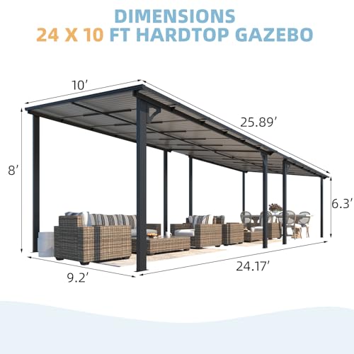 AECOJOY 10&rsquo; x 10&rsquo; Gazebo, Wall Mounted Gazebos Pergola on Clearance, Outdoor Patio Lean to Gazebo Awnings for Deck, Porch
