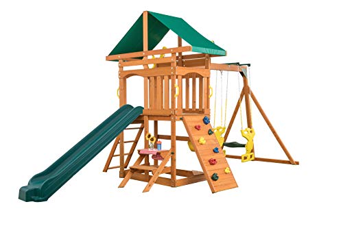 Sky View Cedar Backyard Playset | W: 17'10" D: 9'4" H: 9'9" | w/2-Person Glider & 2 Belt Swings | Binoculars