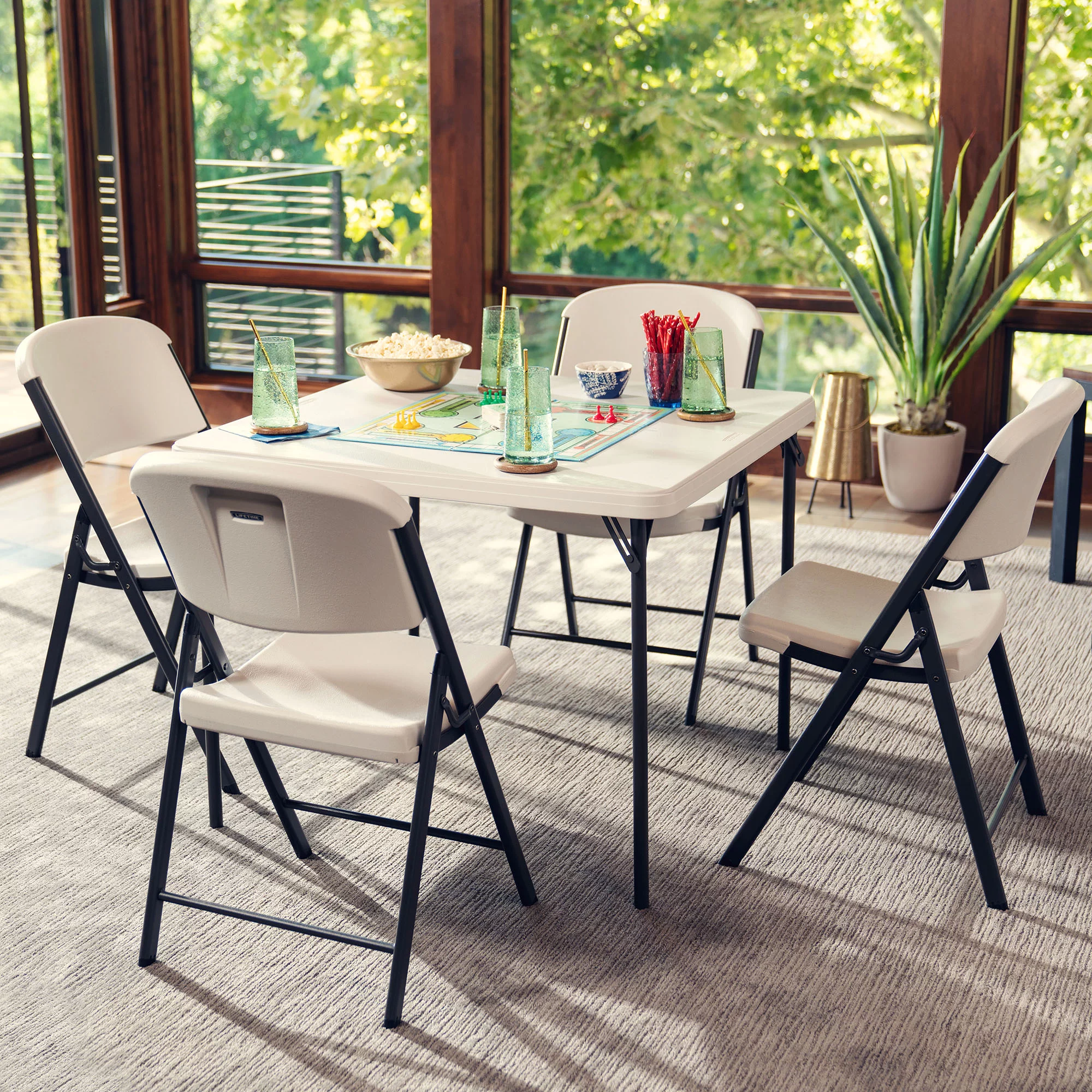 Lifetime 37 inch Square Folding Table, Indoor/Outdoor Commercial Grade, White Granite (80783)