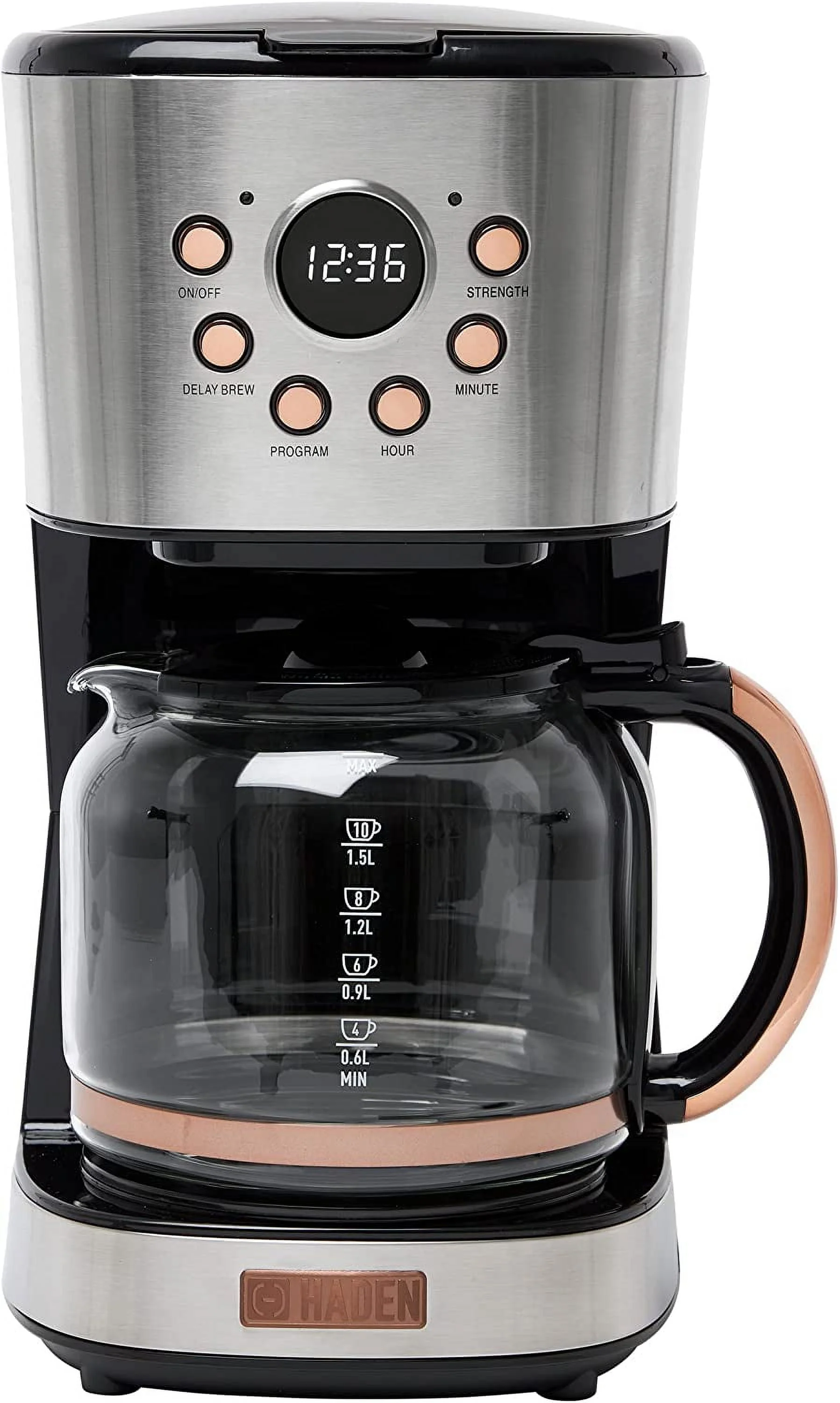 HADEN 75032 Heritage Innovative 12 Cup Capacity Programmable Vintage Retro Home Countertop Coffee Maker Machine with Glass Carafe  Turquoise Blue