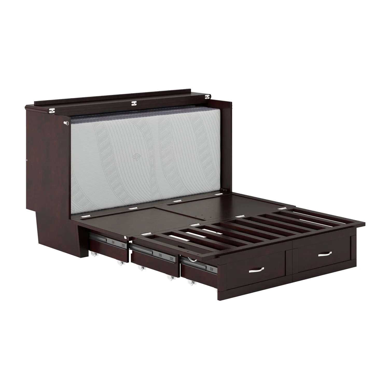 AFI Chelsea Queen Solid Wood Murphy Bed Chest with Mattress in Espresso