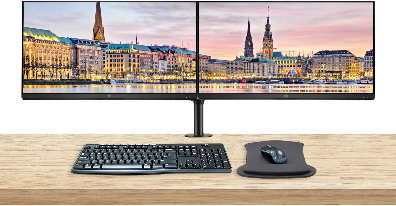 HP P24v G4 24 Inch FHD IPS LED-Backlit LCD 2-Pack Monitor Bundle with HDMI, Blue Light Filter, Dual Monitor Stand