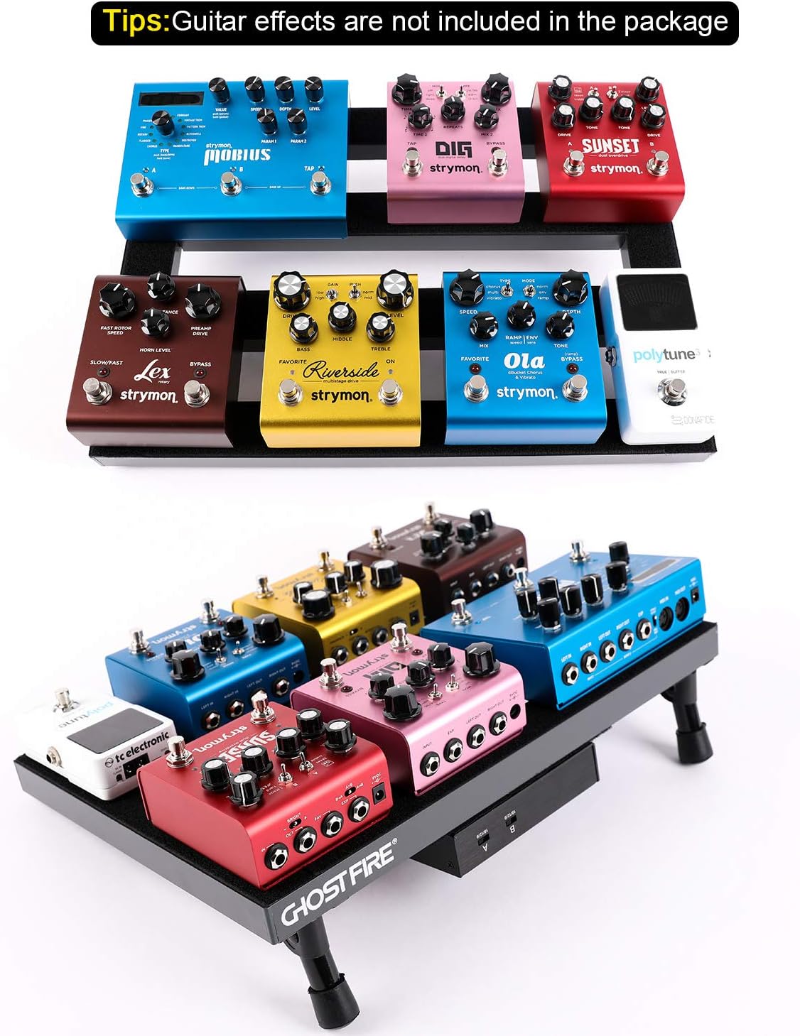 Ghost Fire Guitar Pedal Board Aluminum Alloy Super light Effect Pedalboard with Carry CASE (19.8''x11.5''SPL-04 PC)