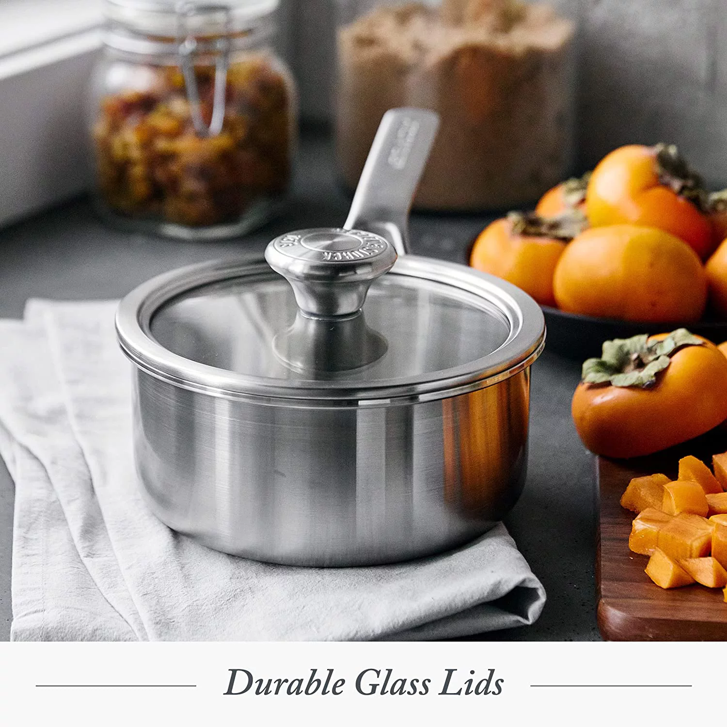 &amp; Storck Tri-Ply Stainless Steel Induction 14 Piece Cookware Pots and Pans Set  Multi Clad  Oven Safe  Silver