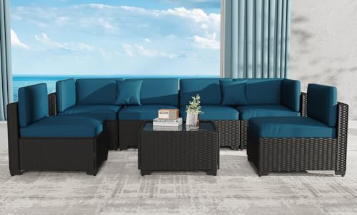 KIGOTY Patio Furniture Set 7 Pieces Conversation Sets, Outdoor Sectional Sofa