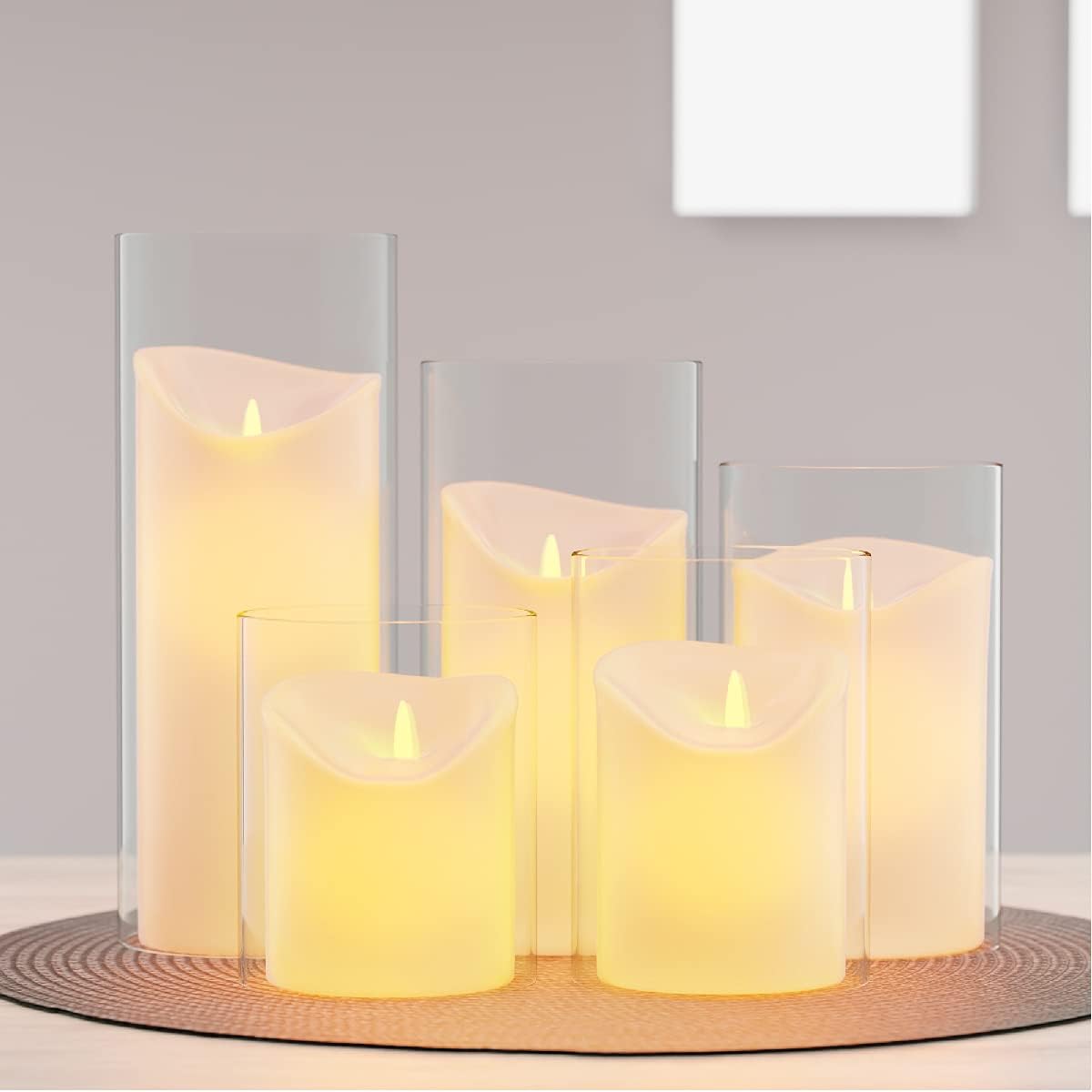 SUNWO Borosilicate Glass, Clear Candle Holder, Glass Chimney for Candle Open Ended, Glass Hurricane Candle Holders Diameter 6, Height 8