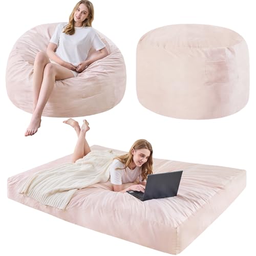 Bean Bag Chairs for Adults - Giant Bean Bag Chair Convertible Bean Bag Bed - Beanbag Chair with Micro Fiber Cover/Furniture Foam Filler
