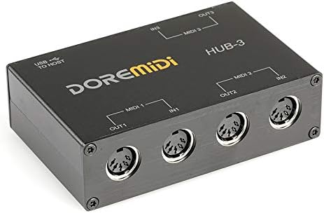 CAMOLA MIDI HUB Box, 3x3 MIDI to USB Interface, 3 in 3 out 5-pin USB MIDI Interface Converter for MIDI Device Connect to PC and Mac (MIDI HUB-3)