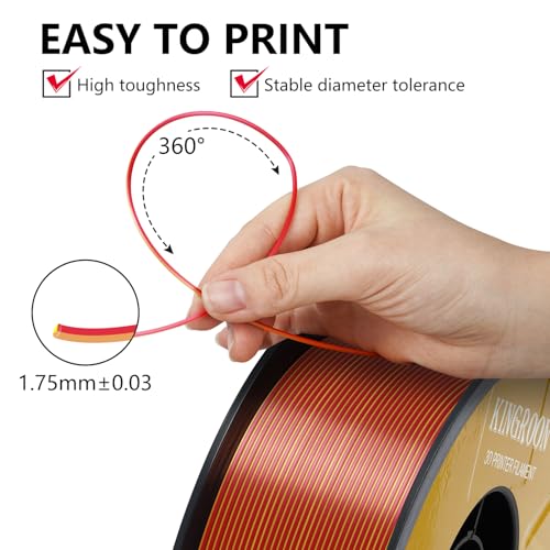 Kingroon Silk PLA Bundle 3D Printer Filament, Dimensional Accuracy +/- 0.03 mm, 10 kg Spool(22lbs)