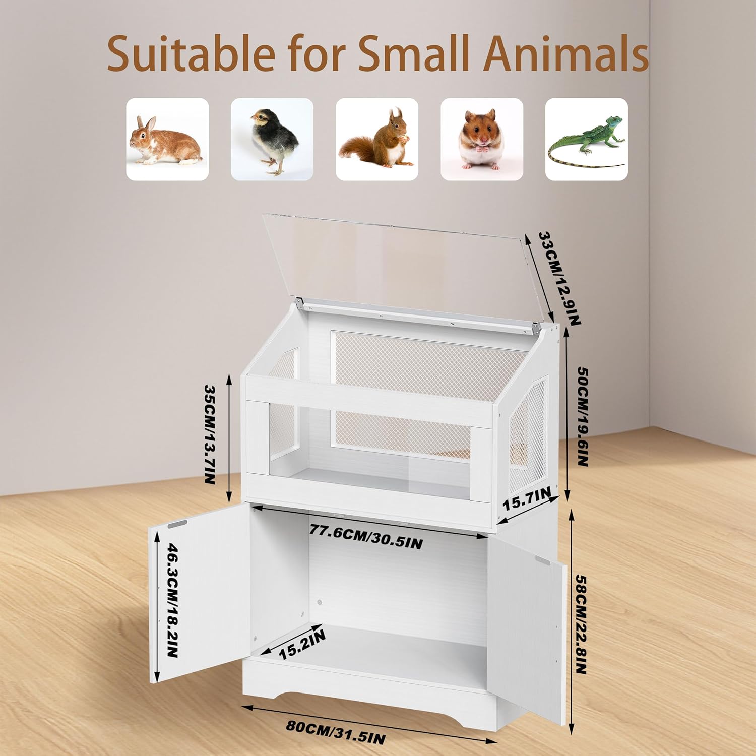 PAKASEPT Hamster Cage, Small Animal Cages with Storage Cabinet, Visual and Ventilated Large Habitats Hamster House for Rat, Guinea Pig, Hedgehog