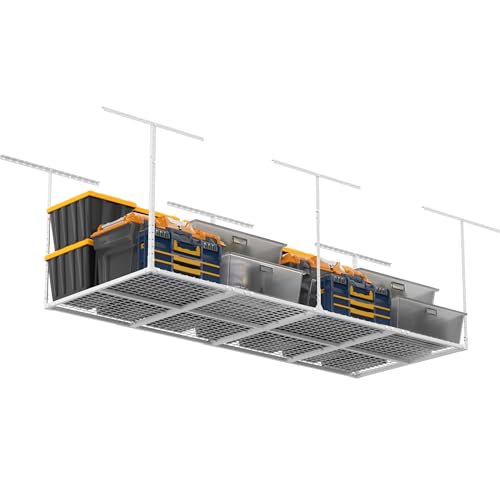 3 x 8FT Overhead Garage Storage Rack,Adjustable Ceiling Storage Racks,Garage Shelving Heavy Duty Storage Organizer System