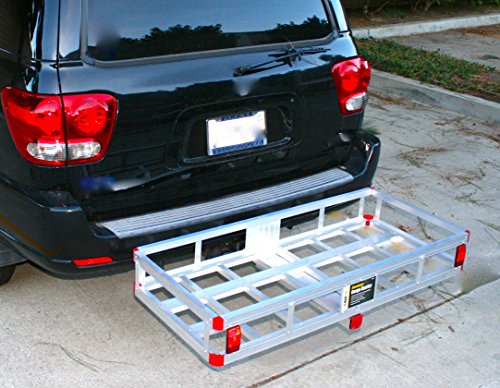 MaxxHaul 70108 Aluminum Cargo Carrier With High Side Rails- Trailer Hitch Mount For RV's, Trucks, SUV's, Vans, Cars With 2" Hitch Receiver