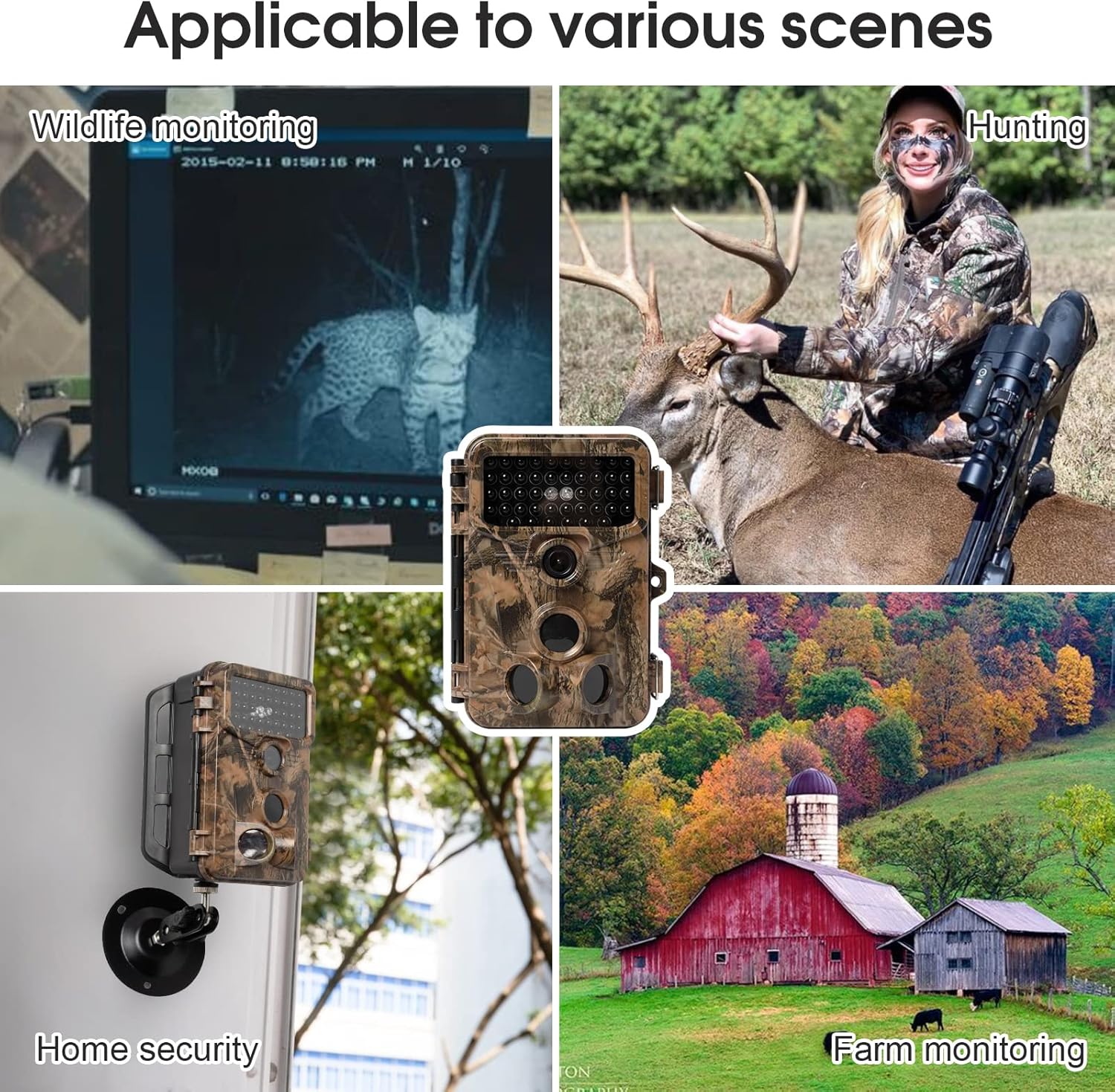 Trail Camera - 1080P 20MP Hunting Game Camera with 120° Wide-Angle Motion Sensor No Glow IR Night Vision Motion Activated
