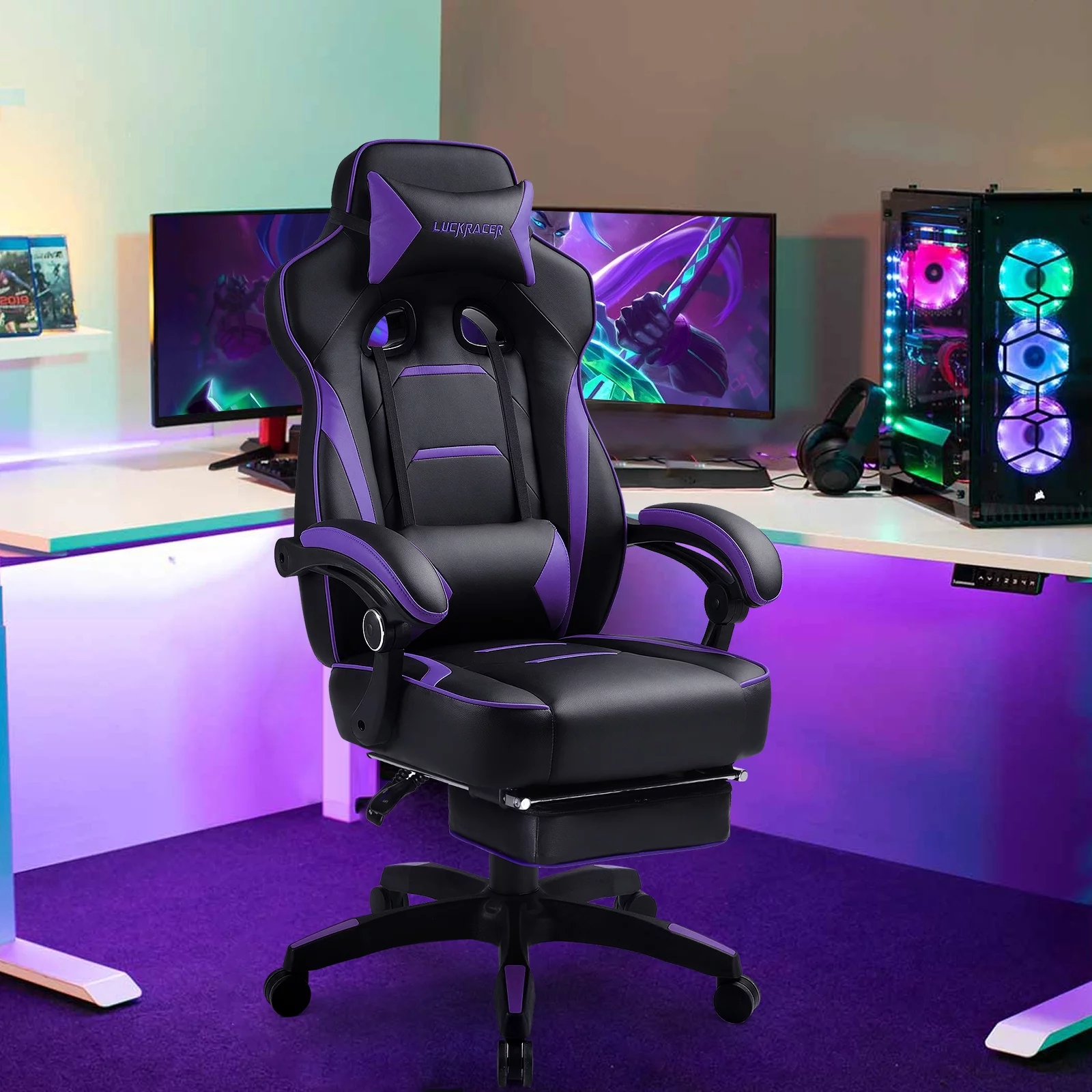 GTRACING Adjustable & Ergonomic Swivel Gaming Chair, Purple