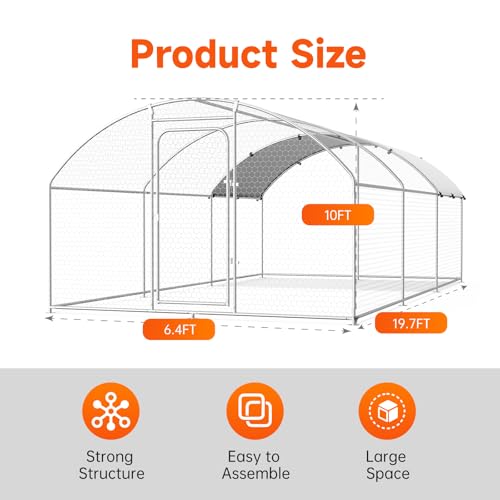 Chicken Coop Large Metal Chicken Run Poultry Cage with Water-Resident and Anti-UV Cover for Duck Rabbit House Outdoor Walk-in Chicken Pen for Yard