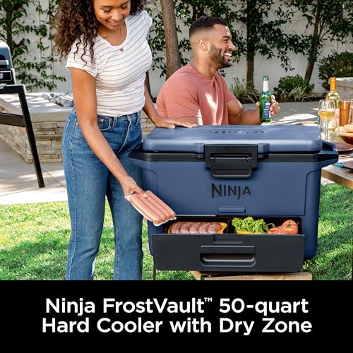 Ninja FB151GY FrostVault 50qt Hard Cooler with Dry Zone, Integrated Fridge-Temp Dry Storage Drawer, Premium Heavy-Duty Insulated Cooler