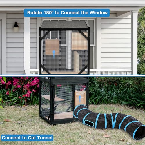 4 Tiers 70.9" H Cat Catio Cat House Outdoor Enclosure Window Large Outside Patio with Removable Floor