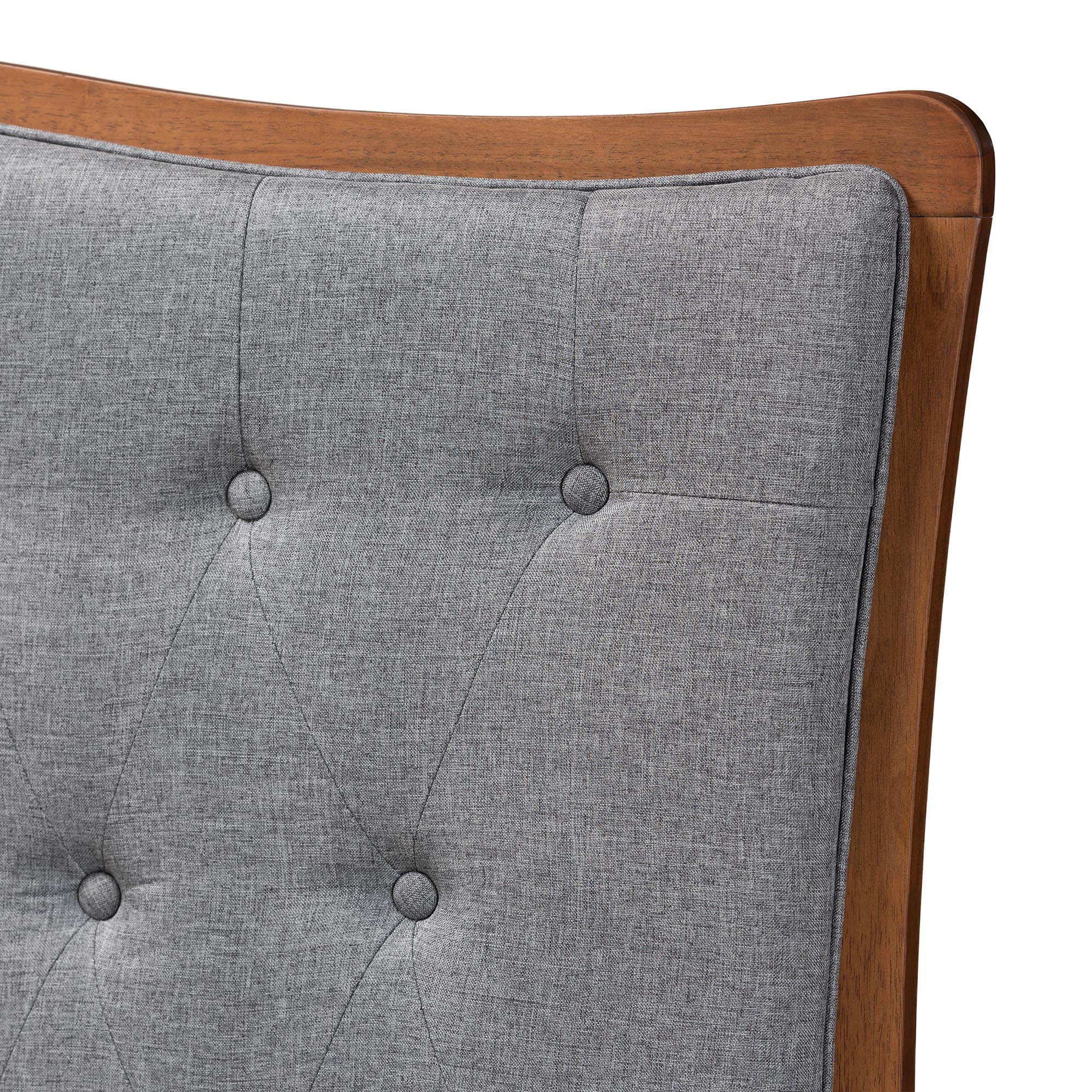 Baxton Studio Nikita Classic and Traditional Grey Fabric and Walnut Brown Finished Wood King Size Headboard