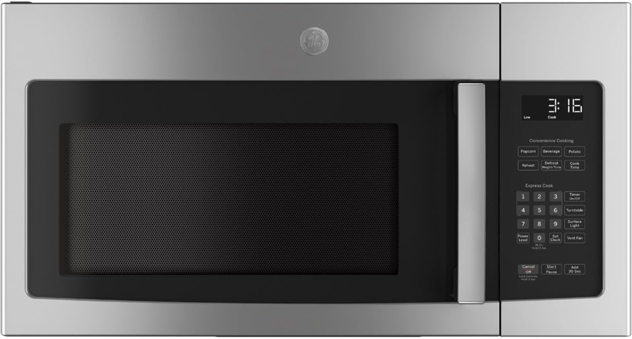 GE JVM3162RJSS 30" 120 Volts 1.6 cu. ft. Capacity Over the Range Microwave with Convertible Venting and 1000 Watts in Stainlesss Steel