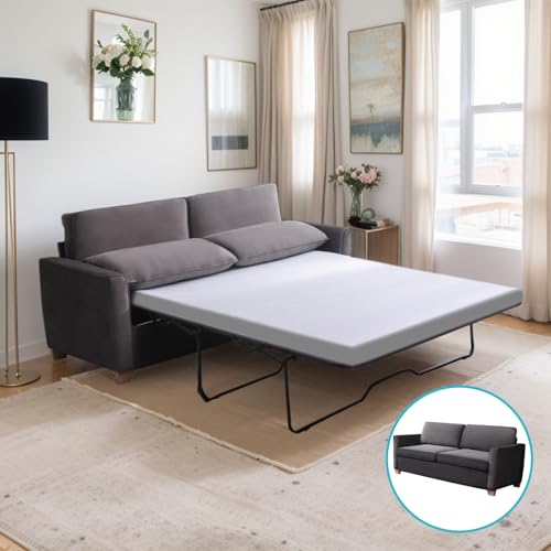 CECER Queen Size Pull Out Sofa Bed, 2-in-1 Design Pull Out Couch Bed with Foldable Mattress