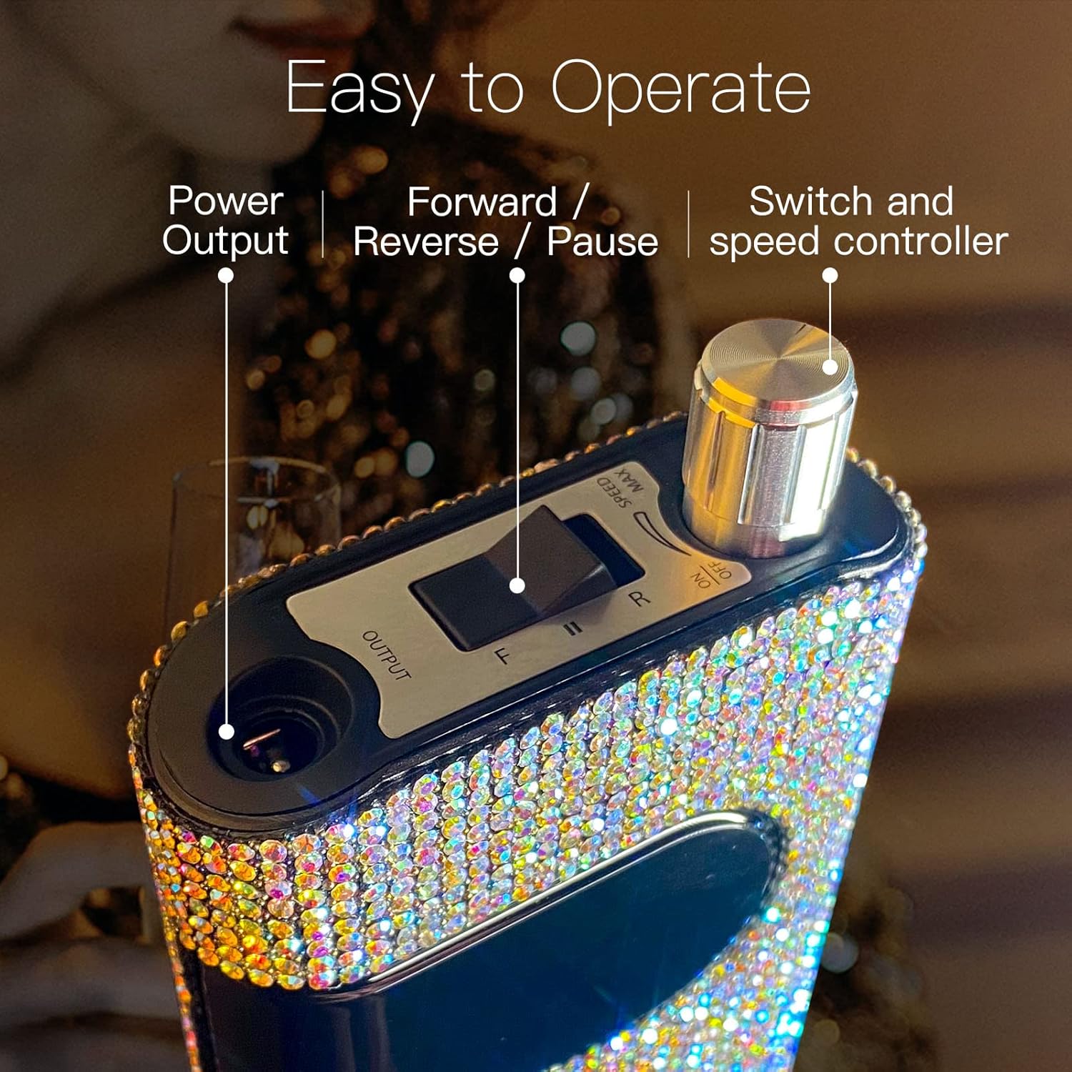 Lavinda Diamond UV LED Nail Lamp & Professional Rechargeable Nail Drill Machine, Manicure Pedicure Tool, Crystal Diamond