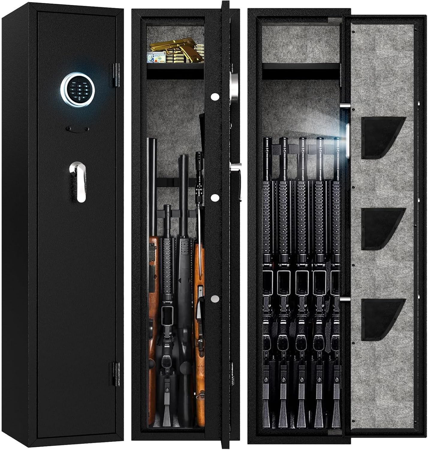 4-5 Rifle Gun Safe, Gun Cabinet for Home Rifle and Pistols with Upgraded Digital Keypad and LED Light