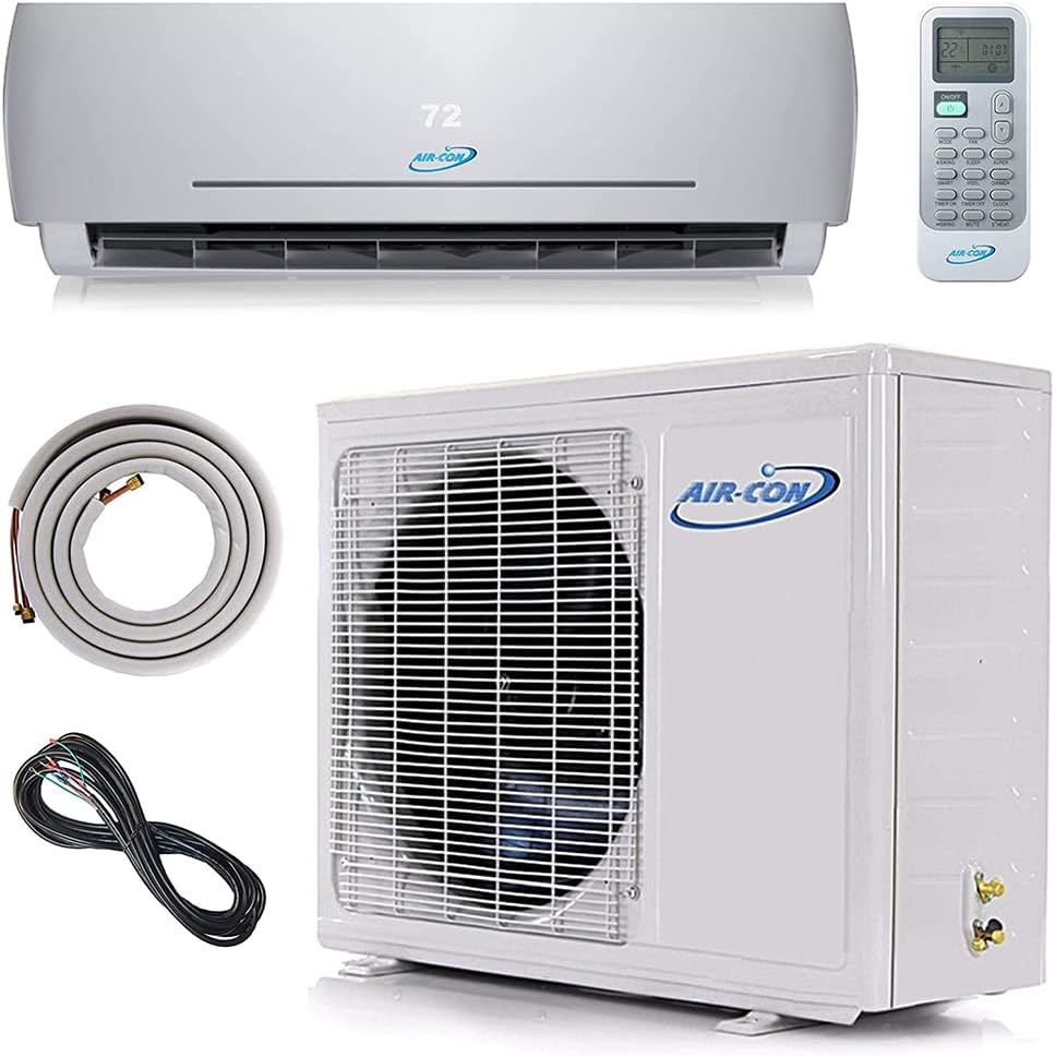 Air-Con Blue Series 3 Ductless Mini Split Air Conditioner Inverter Heat Pump Complete Unit with 15 ft Kit (12,000 BTU)