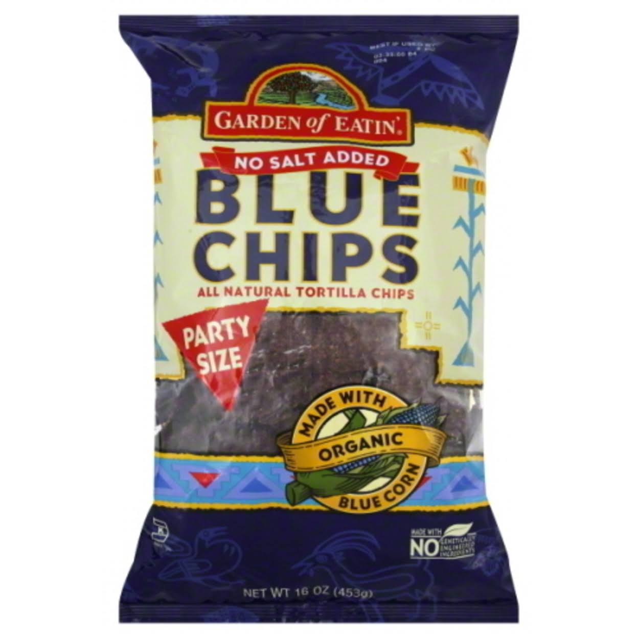 Garden of Eatin& No Salt Blue Tortilla Chips - 12 pack, 16 oz packets