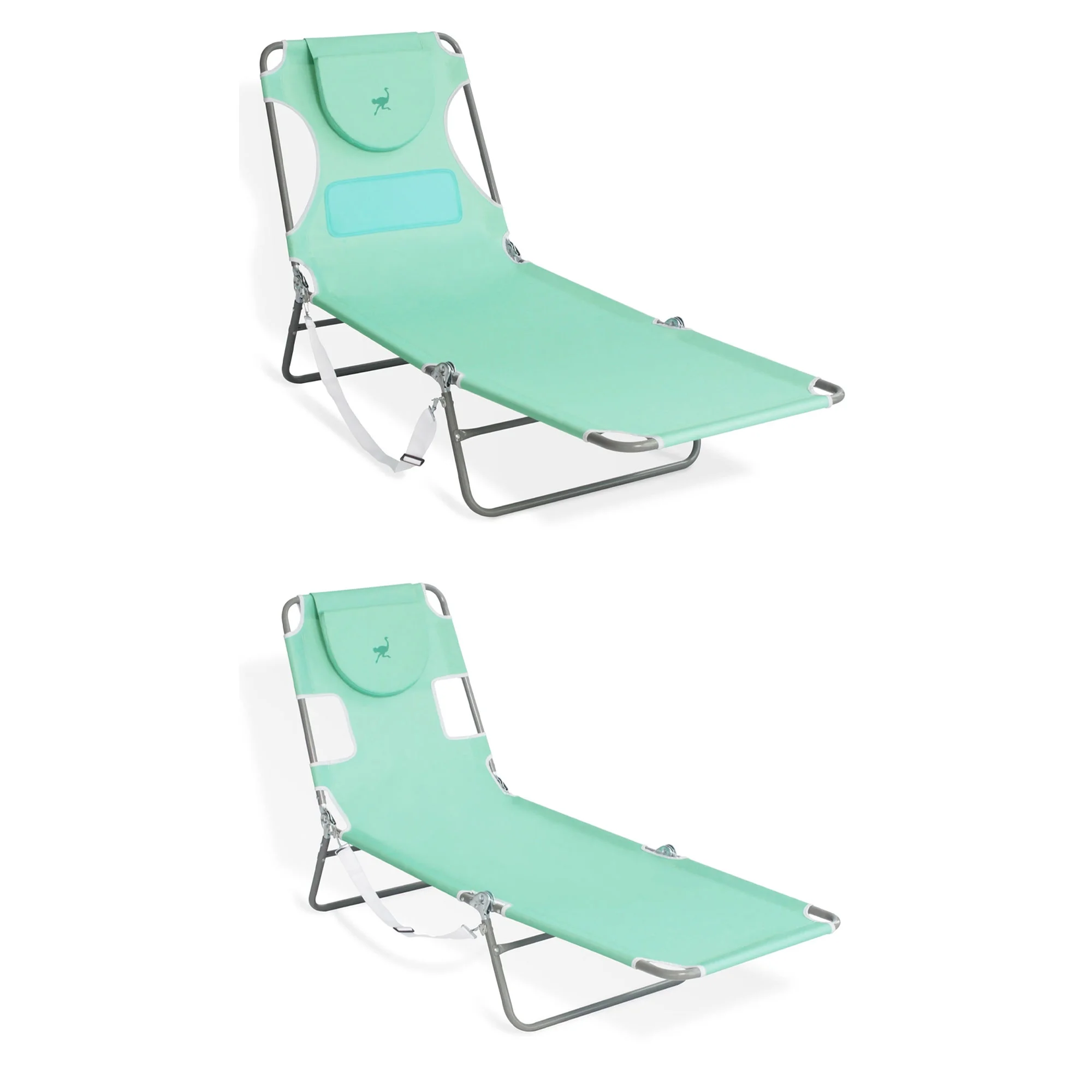 Ostrich Chaise Sunbathing Poolside Beach Chair w/Recliner Pool Chair, Teal