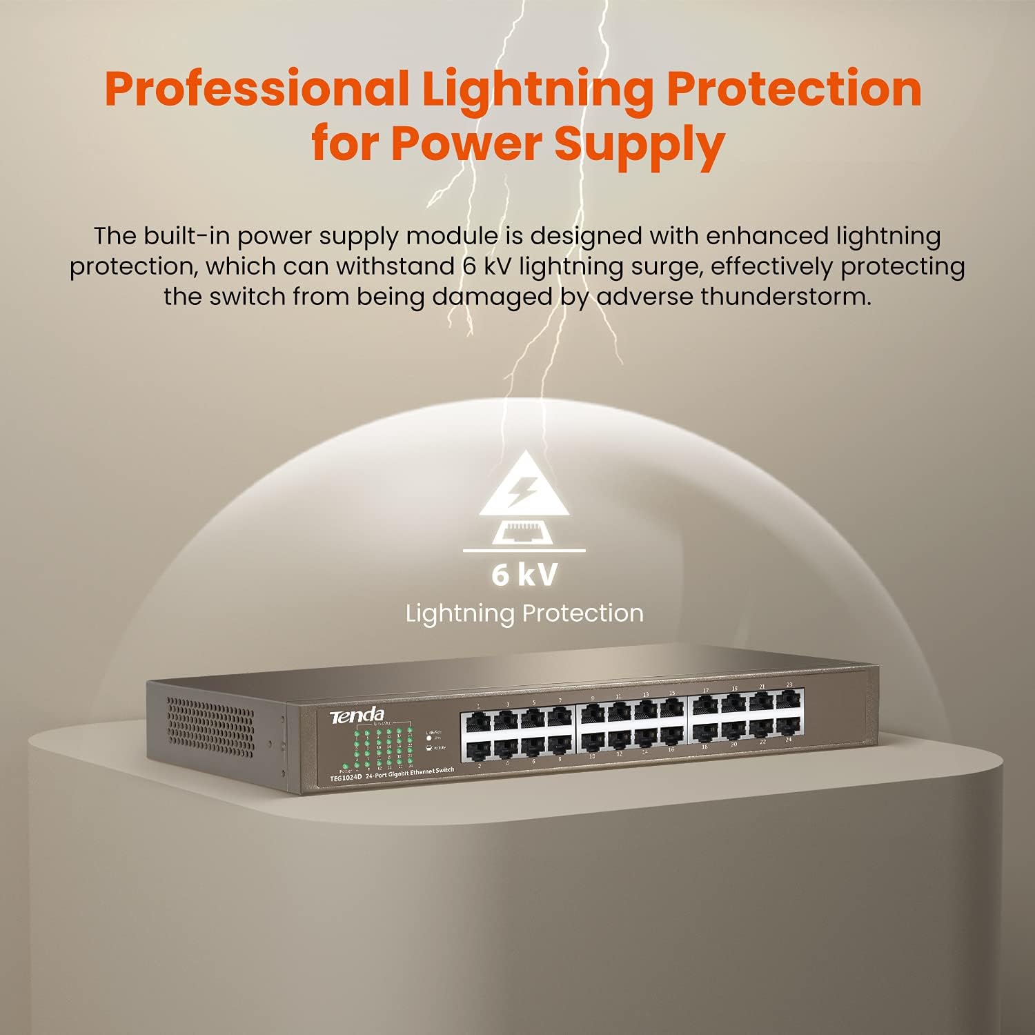 Tenda 24 Port 10/100/1000Mbps Gigabit Unmanaged Ethernet Switch (TEG1024D) | Desktop Network Splitter | Sturdy Metal | Fanless | Plug & Play |