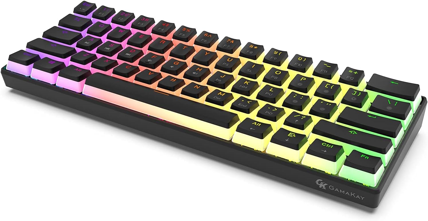 GK GAMAKAY 60% Wired Mechanical Keyboard, Keys Compact Keyboard Gateron Optical Switch PBT Pudding Keycaps